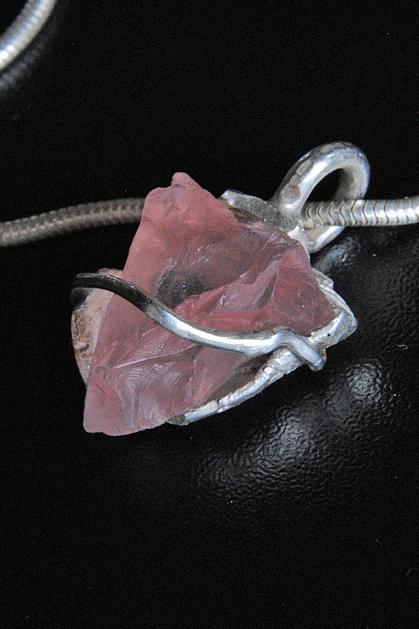 Pendentif argent et quartz rose